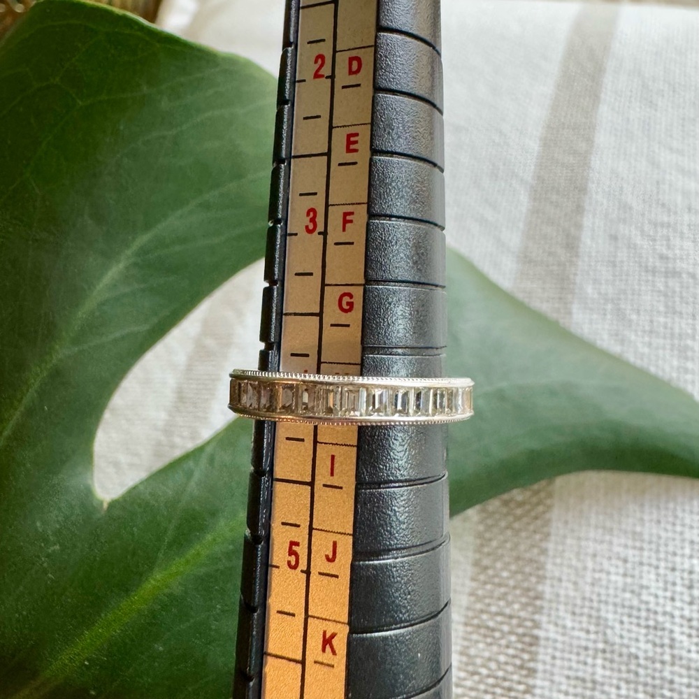 Silver Band Ring with Baguette Diamonds